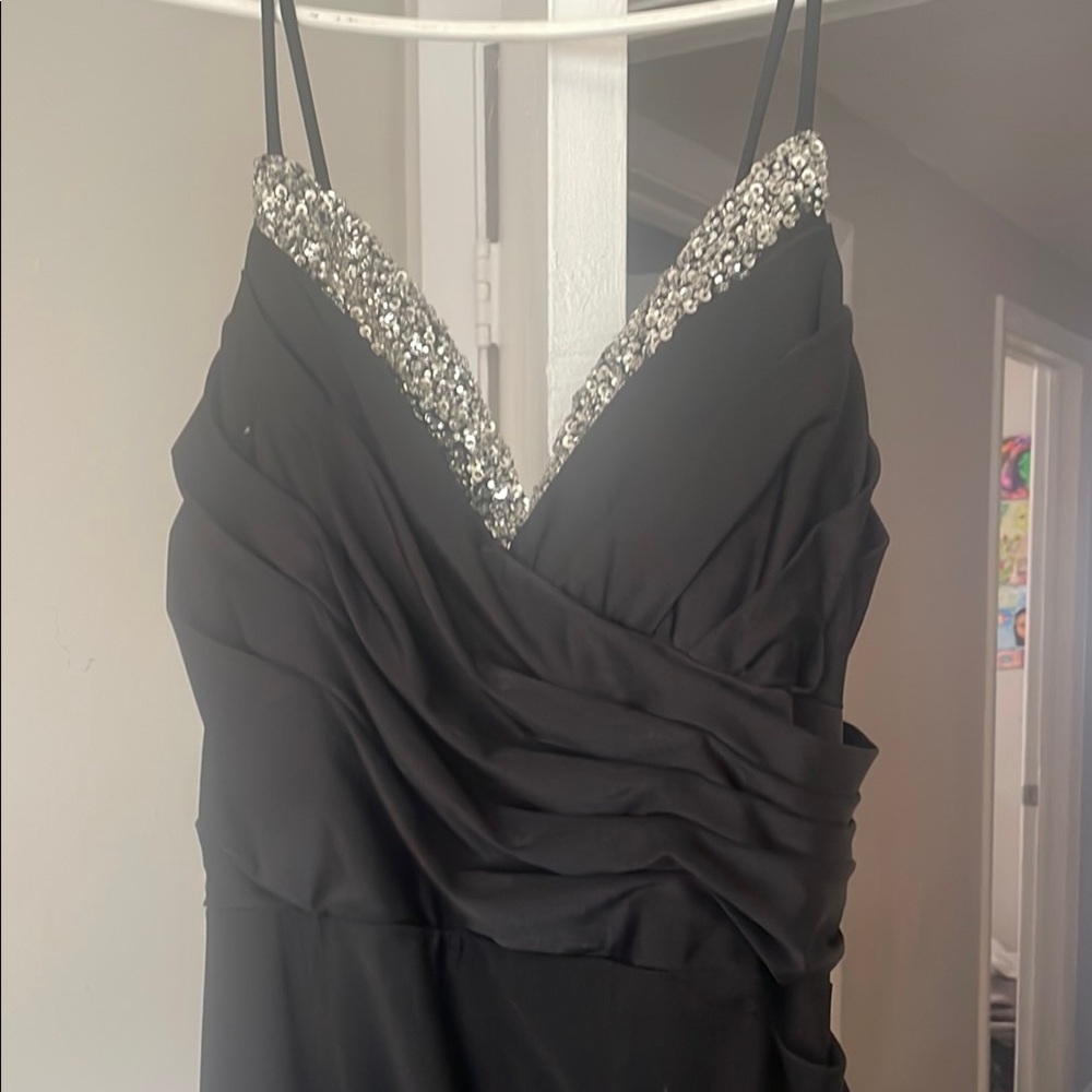 Cinderella Black and Silver Gown with Spaghetti Straps